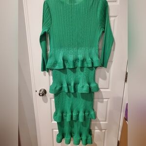 Elegant Green Long Sleeve Dress